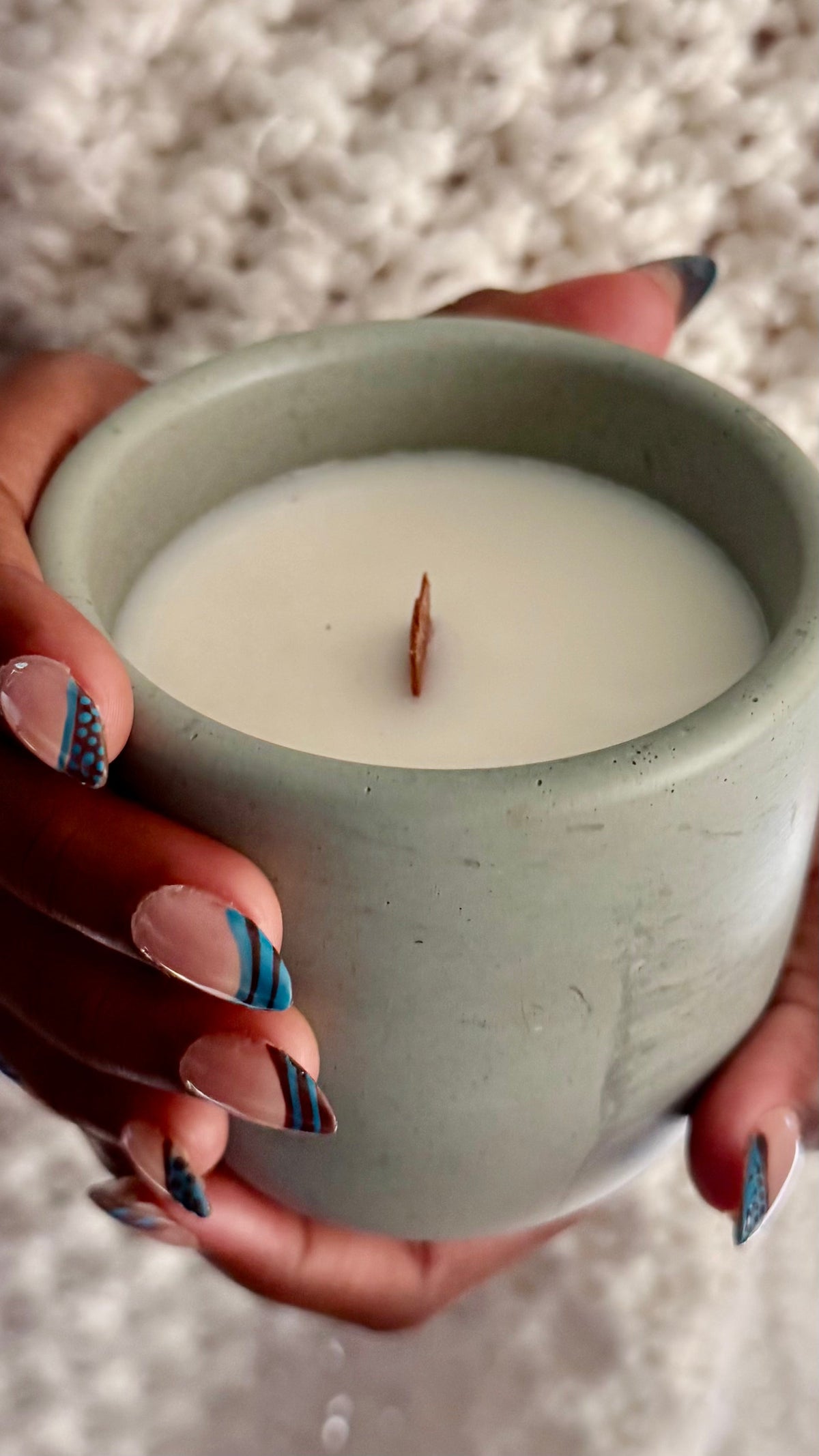 Sweater Weather soy candle in slate concrete vessel, Silk & Soul fall collection